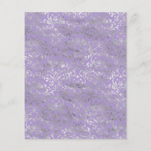 Lavendel en Zilver Bloemen Bruiloft Uitnodiging Flyer (Achterkant)