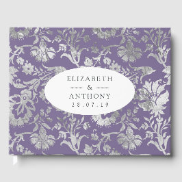 Lavendel en Zilveren Bloemen Bruiloft Gastenboek