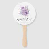 Lavendel en Zilveren Bruiloft met Bloemen Handwaaier (Voorkant)