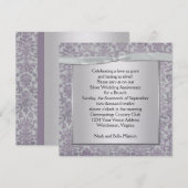 Lavendel en Zilveren Damast 25e Huwelijksverjaarda Kaart (Voorkant / Achterkant)