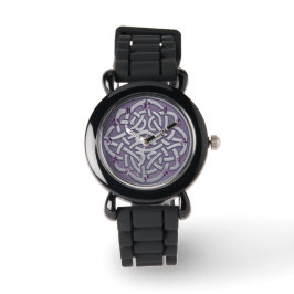 Lavendel en Zilveren Glitter Keltische Knoop Horlo Horloge