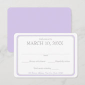 Lavendel en zilveren lint grens bruiloft reactie RSVP kaartje (Voorkant / Achterkant)