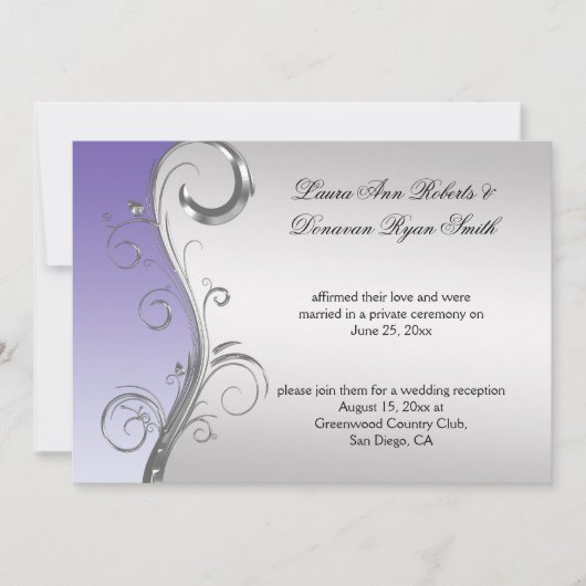  lavendel en zilveren  post bruiloft kaart