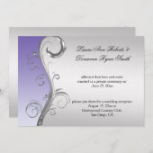  lavendel en zilveren  post bruiloft kaart