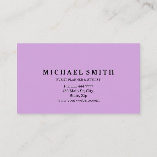 Lavendel en zilveren Waterverf textuur Visitekaartje (Achterkant)