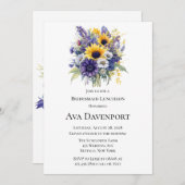 Lavendel en zonnebloemen bruidsmeisje Luncheon Kaart (Voorkant / Achterkant)