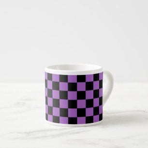 Lavendel en zwart geruit patroon espresso kop