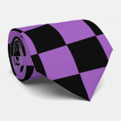 Lavendel en zwart geruit patroon Extravagant Stropdas (Opgerold)