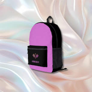 Lavendel en Zwart Modern Monogram Pickleball Bedrukte Rugzak