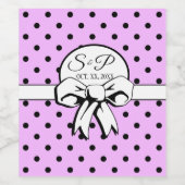 Lavendel en Zwart Stippenpatroon Witte Strik Perso Wijn Etiket (Enkel label)