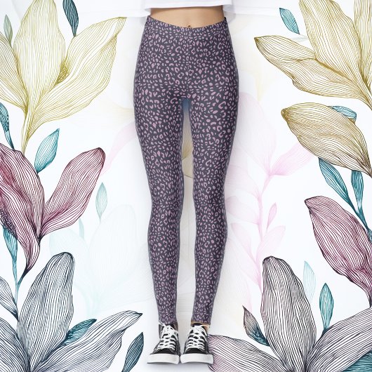 Lavendel en zwarte luipaard print Leggings