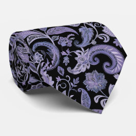 Lavendel en Zwarte Paisley Stropdas