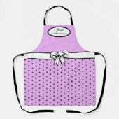 Lavendel en zwarte polka dots en boog gepersonalis schort (Voorkant)