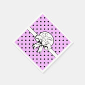 Lavendel en zwarte polka punt witte boog personali servet (Hoek)