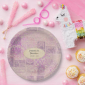  Lavendel Ephemera Damask Bruiloft Papieren Bordje (Feest)