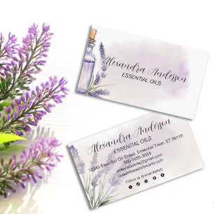 Lavendel etherische oliën Paarse bloemen Waterverf Visitekaartje