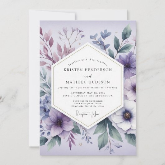 Lavendel Ethische Botanische Bruiloft Kaart (Voorkant)