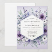 Lavendel Ethische Botanische Bruiloft Kaart (Voorkant / Achterkant)