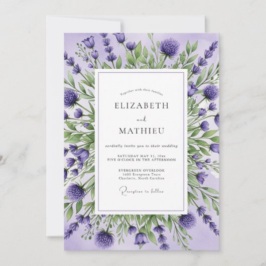 Lavendel Ethische Botanische Trouw Kaart (Voorkant)
