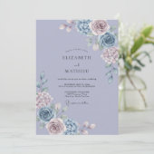 Lavendel Ethische Hydrangea Bruiloft Kaart (Staand voorkant)
