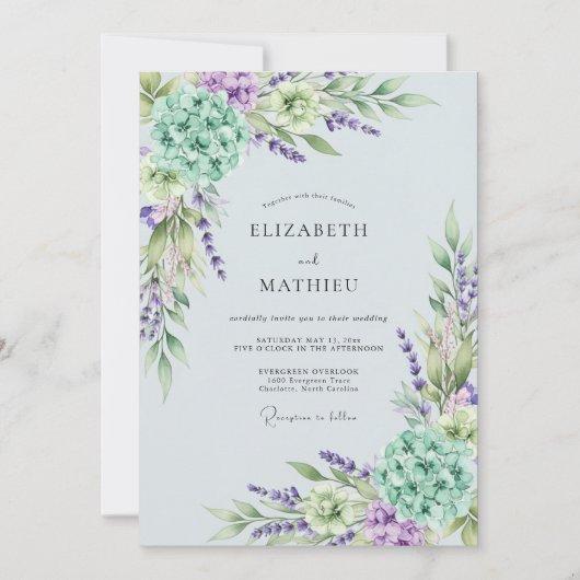 Lavendel Ethische Lente Bruiloft Kaart (Voorkant)