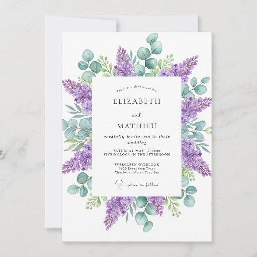 Lavendel Ethische Natuur Bruiloft Kaart (Voorkant)