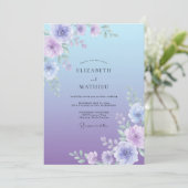 Lavendel Ethische Ombre Bruiloft Kaart (Staand voorkant)