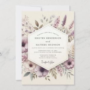 Lavendel Ethische Wilde Bloemen Bruiloft Kaart