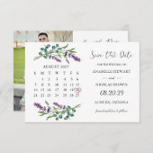 Lavendel Eucalyptus Bewaar de datum Kalender Kaart (Voorkant / Achterkant)