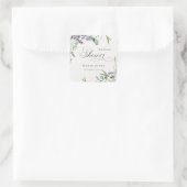 Lavendel Eucalyptus Bladerrijk Bruiloft Feest Vierkante Sticker (Tas)