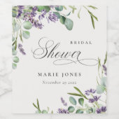 Lavendel Eucalyptus Bladrijke Bruidsboeket Shower Wijn Etiket (Enkel label)