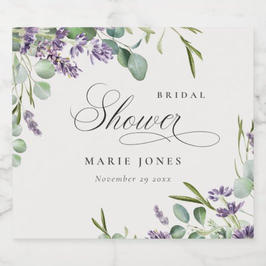 Lavendel Eucalyptus Bladrijke Bruidsdouche Bier Etiket (Enkel label)