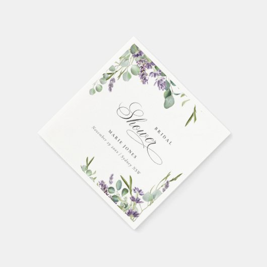 Lavendel Eucalyptus Bladrijke Bruiloftsshower Servet (Hoek)