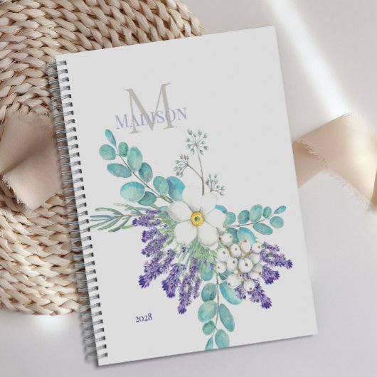 Lavendel Eucalyptus Botanische Bloemige Monogram Planner