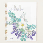 Lavendel Eucalyptus Botanische Bloemige Monogram Planner (Voorkant)