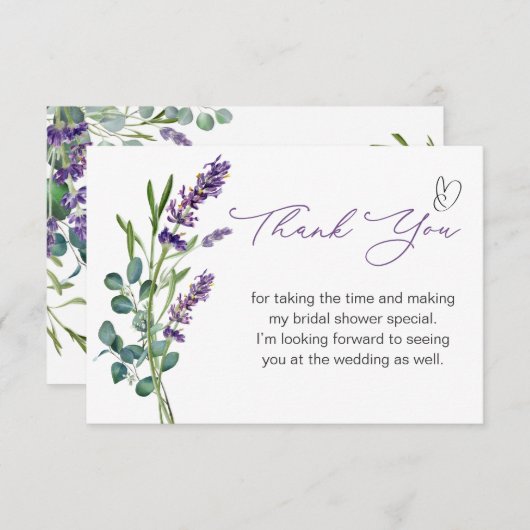 Lavendel Eucalyptus Bruiloft Feest Dank Je Bedankkaart (Voorkant / Achterkant)