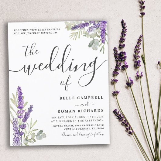 Lavendel & Eucalyptus BUDGET Huwelijksuitnodiging