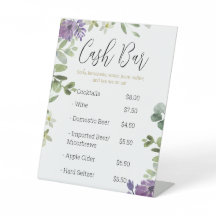 Lavendel Eucalyptus Cash Bar Pedestal Sign