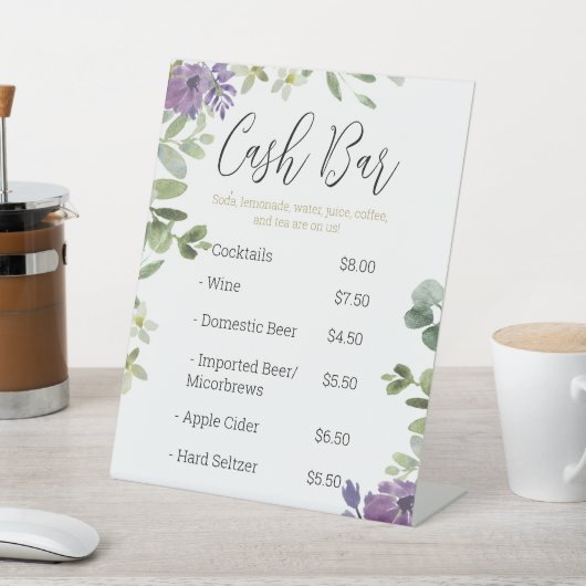 Lavendel Eucalyptus Cash Bar Pedestal Sign Reclamebord Met Voetstuk (Insitu)