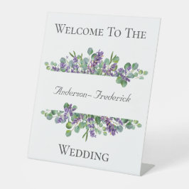 Lavendel Eucalyptus Elegant Trouw Welkom Bord Reclamebord Met Voetstuk