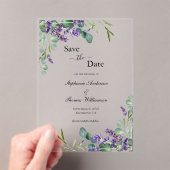 Lavendel Eucalyptus Floral Wedding Save the Date Acryl Uitnodigingen (Insitu (Draagbaar))