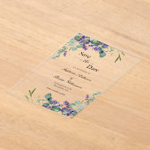 Lavendel Eucalyptus Floral Wedding Save the Date Acryl Uitnodigingen (Laagn)