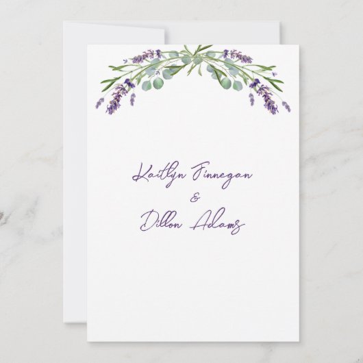 Lavendel Eucalyptus Foliage repetitie diner Kaart (Achterkant)