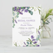 Lavendel Eucalyptus Foto QR Code Bruidsdiner Kaart (Staand voorkant)