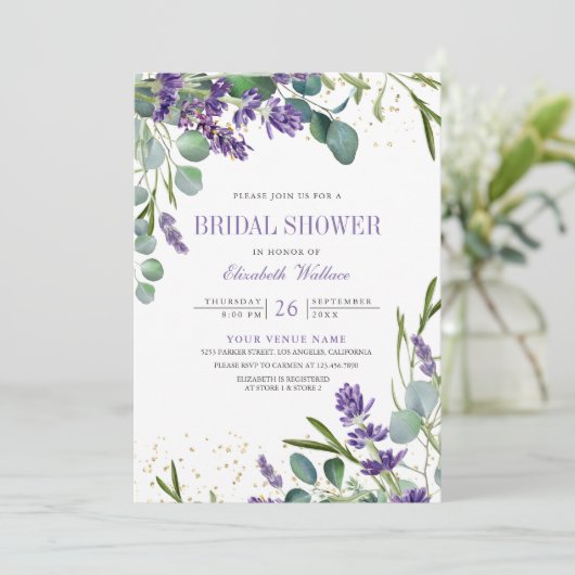 Lavendel Eucalyptus Foto QR Code Vrijgezellenfeest Kaart (Staand voorkant)