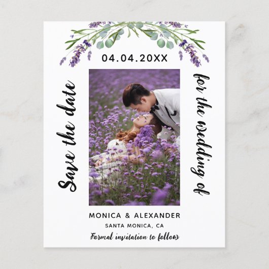 Lavendel eucalyptus foto trouwkaart Save the Date Flyer (Voorkant)