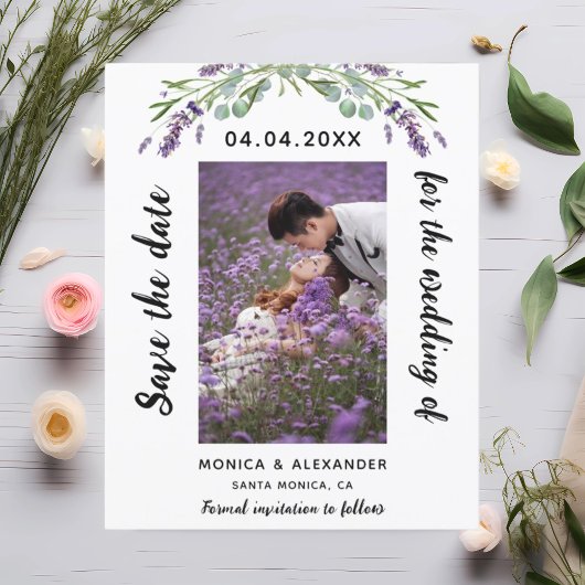 Lavendel eucalyptus foto trouwkaart Save the Date Flyer