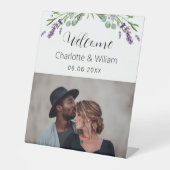 Lavendel eucalyptus foto welkom huwelijk reclamebord met voetstuk (Voorkant)
