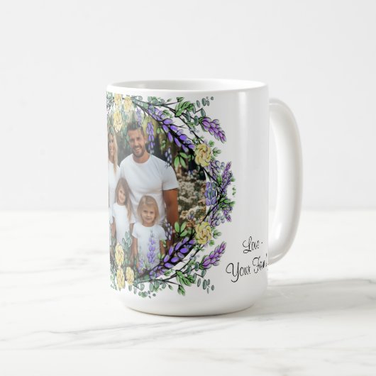 Lavendel eucalyptus geel rose gepersonaliseerde fo koffiemok (Voorkant rechts)