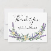 Lavendel Eucalyptus geel rozen elegant script Bedankkaart (Voorkant)